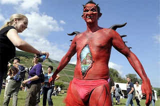 Red Body Painting Festival on Men