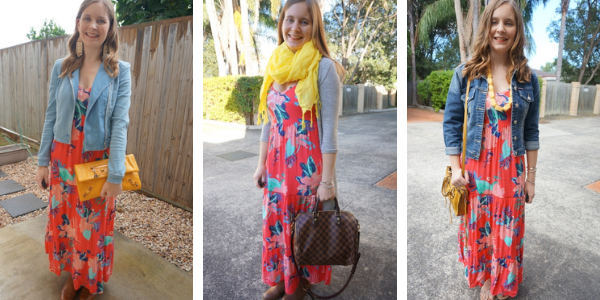 Away From Blue  Aussie Mum Style, Away From The Blue Jeans Rut: 30 Ways to  Wear Kmart Floral Print Tiered Maxi Dress & Weekday Wear Link Up