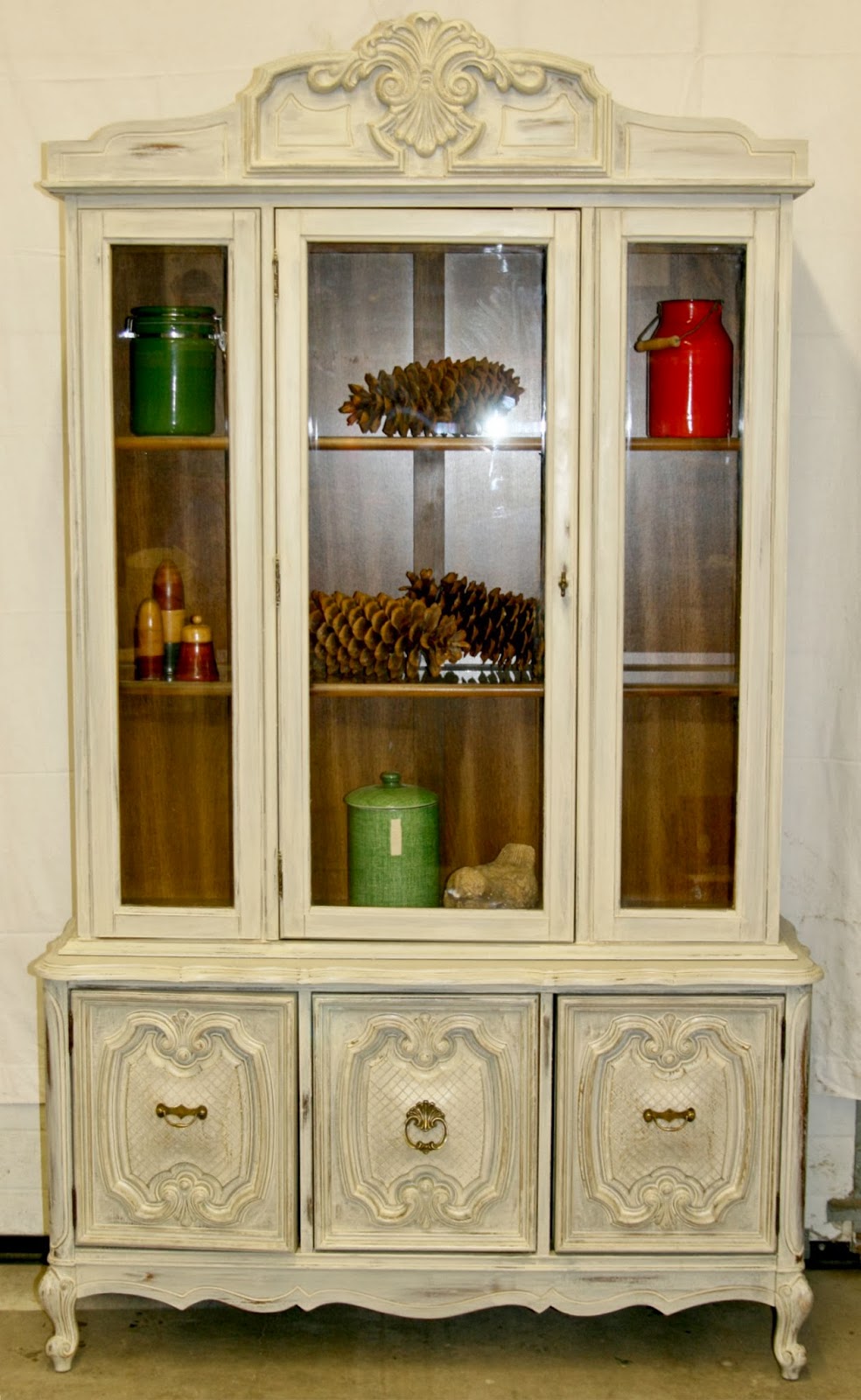 Laurel s Attic Warm White China Cabinet  SOLD