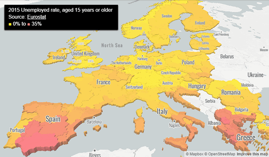 Mapa del Paro en Europa