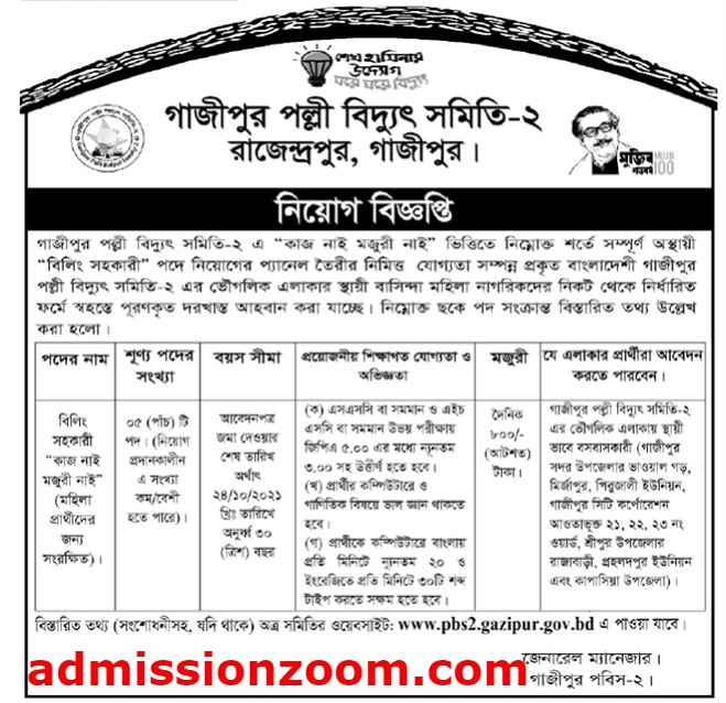 PBS Job Circular 2021| Bangladesh  Palli Bidyut job circular | www.reb.gov.bd