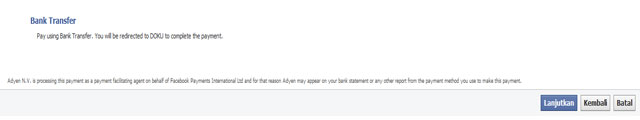 memilih bank transfer bayar iklan facebook