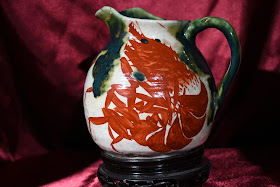 Ogata Kenzan (1663-1743) Edo period Oribe glaze pitcher water vessel with shrimp