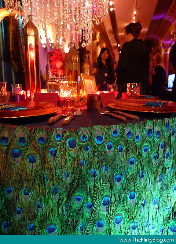 Can you believe the table cloth was made of actual peacock feathers