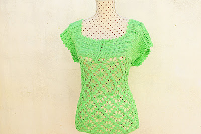 3 - Crochet IMAGEN Blusa verde a crochet y ganchillo muy fácil y sencilla. MAJOVEL CROCHET