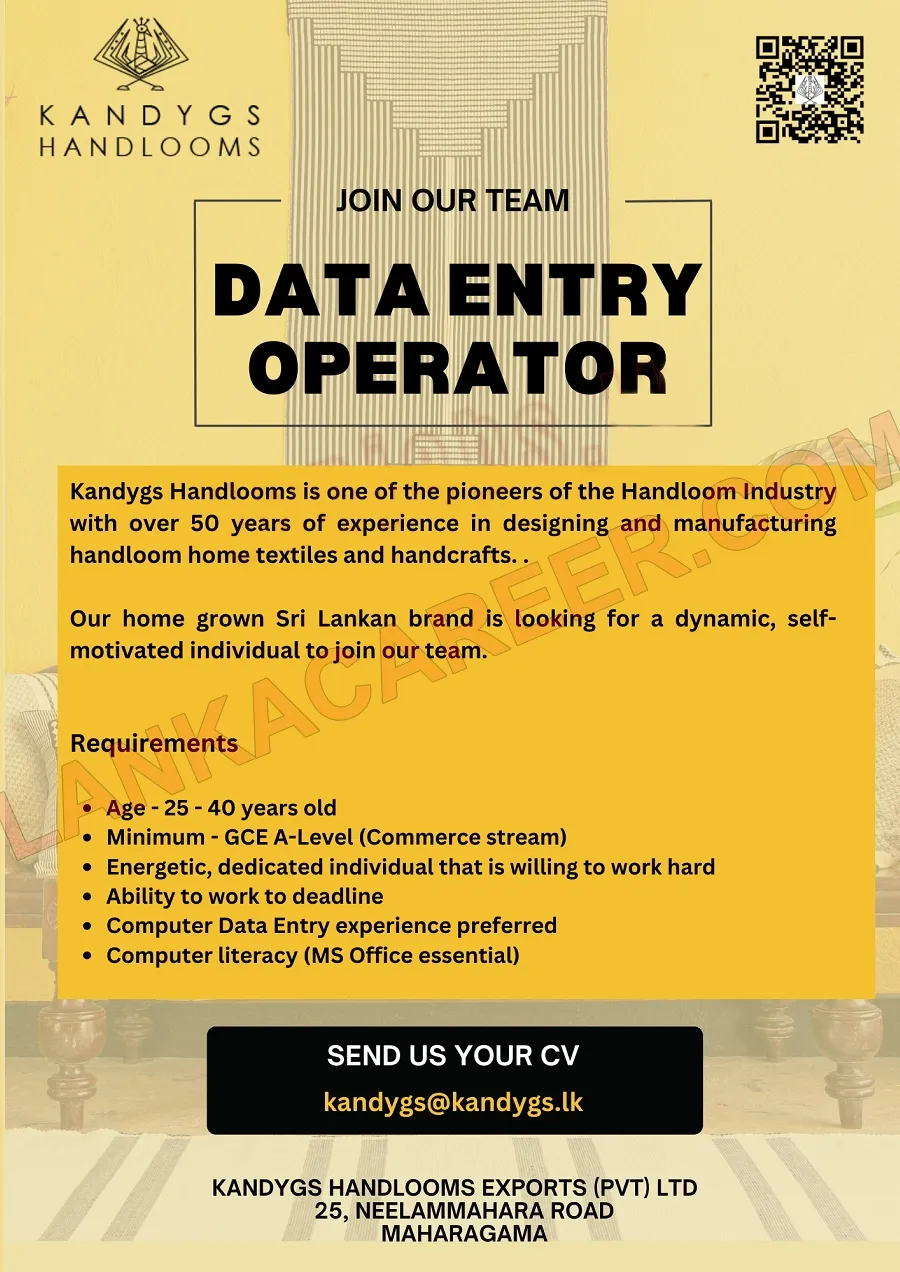 Kandygs Handlooms Official Job Advertisement 2024