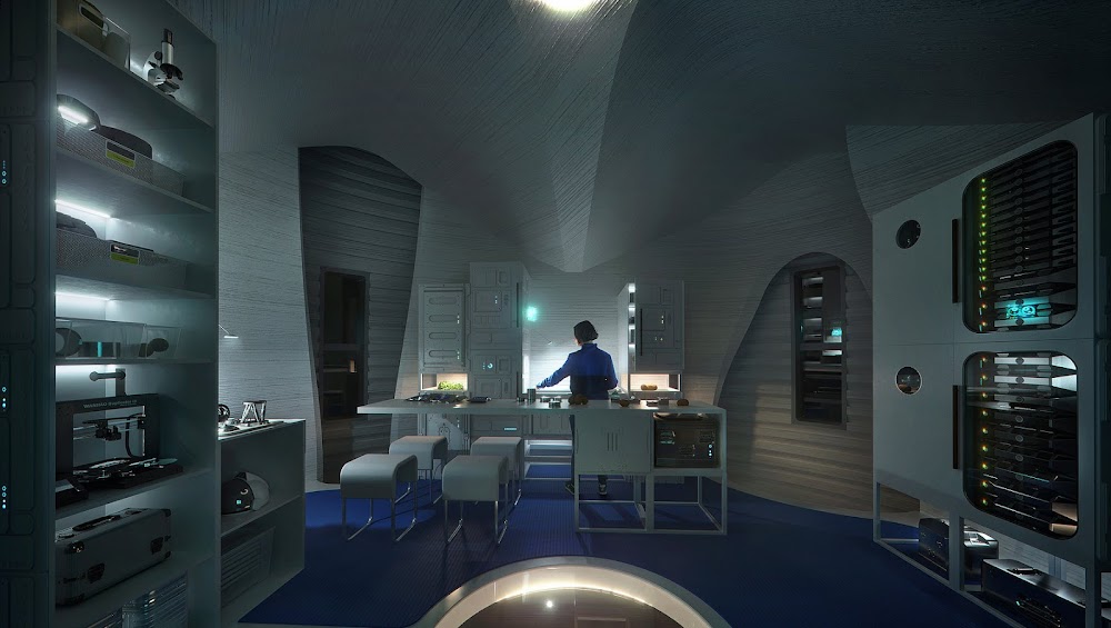 3D-printed Mars base MARSHA interior by AI SpaceFactory (NASA’s 3D-Printed Habitat Challenge)