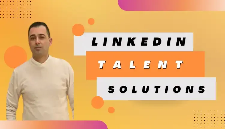 Portrait of a handsome young man with a yellow background with LinkedIn Talent Solutions written on it