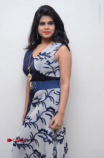 Telugu Actress Alekhya Stills in Blue Long Dress at Plus One ( 1) Audio Launch  0081.jpg