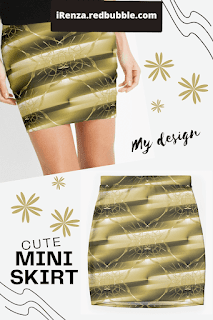 Mandala with gold bars Mini Skirt.