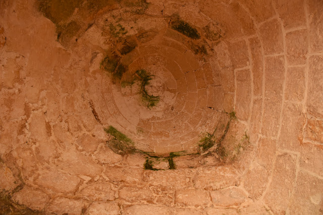 Fake-trullo-vault ceiling in the little church of San Pietro Mandurino in the archeological park of Manduria