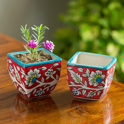 Hand-Painted Ceramic Animal Planter Set - Whimsical Charm for Your Indoor Plant Collection