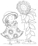 Meninas com flores para imprimir e colorir (sunflower stamp )