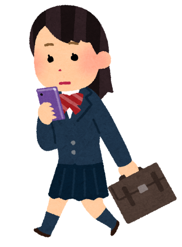 歩きスマホのイラスト 女子学生 かわいいフリー素材集 いらすとや