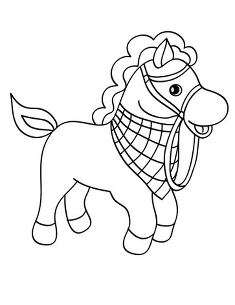 Gambar Mewarnai Kuda Poni Untuk Anak PAUD dan TK