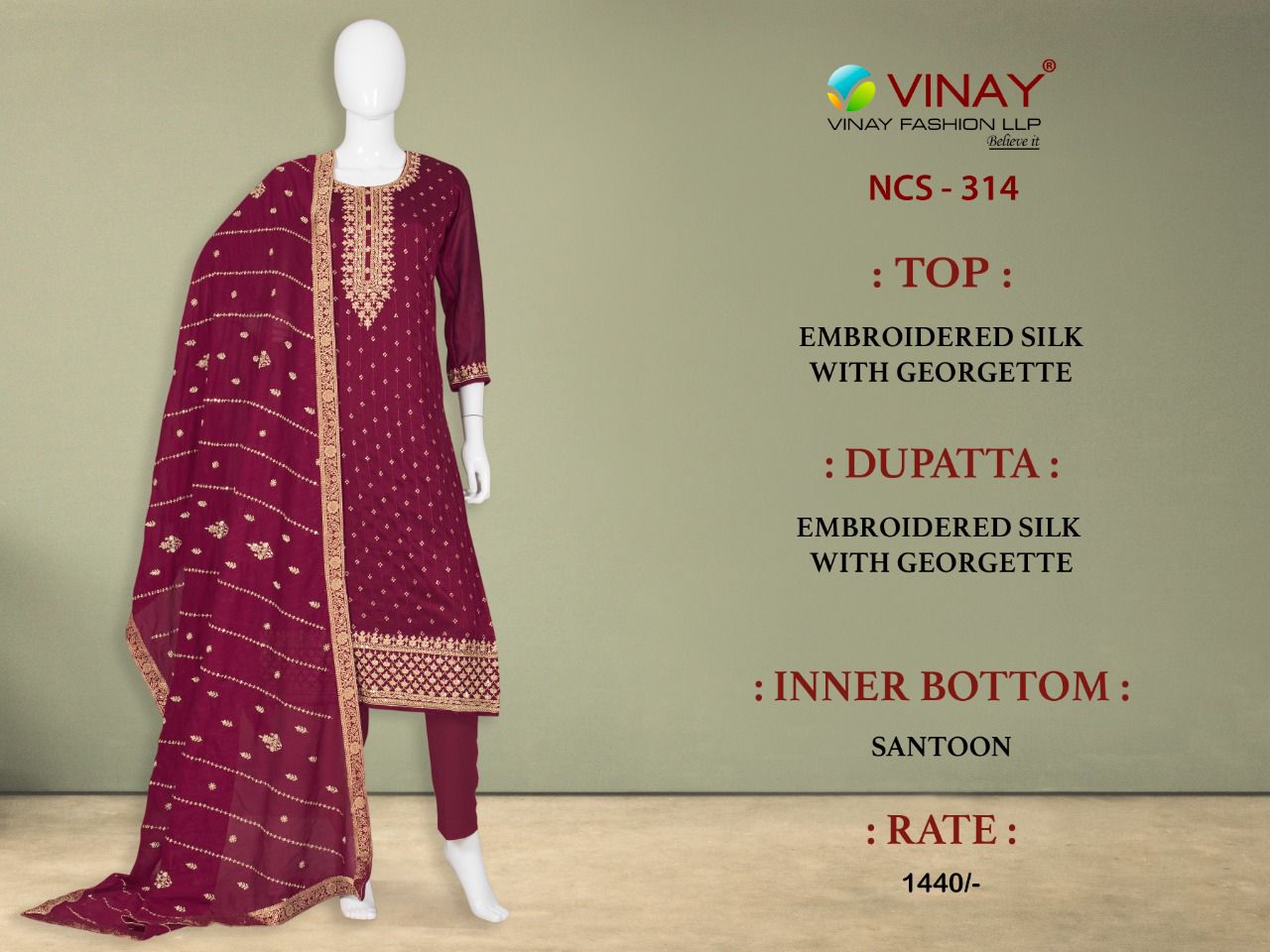 Vinay Fashion Llp Ncs 314 Pant Style Dress Material Catalog Lowest Price