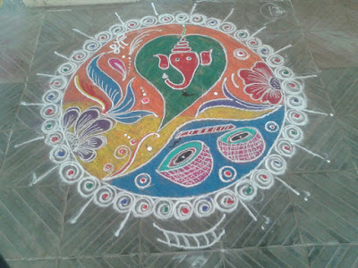 creative rangolis for Ganpati Utsav