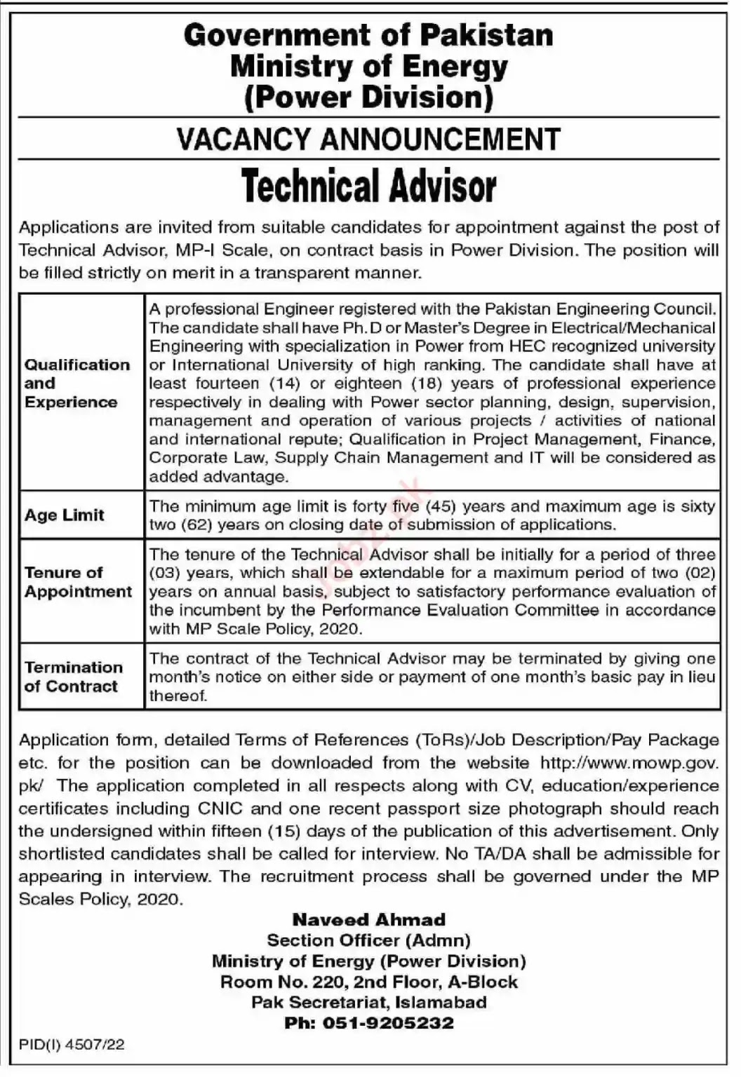 Ministry Of Energy Jobs 2023 Advertisement