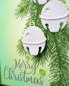 Sunny Studio Stamps: Silver Bells Die Green, White, and Silver Christmas Card by Vanessa Menhorn