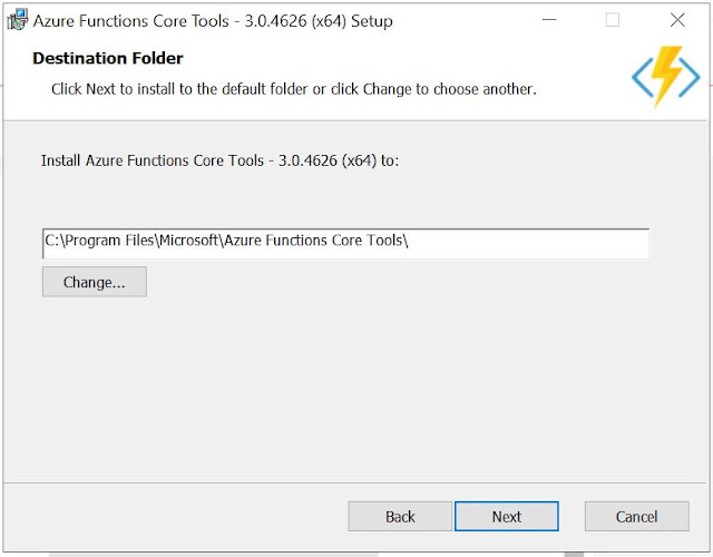 Azure Functions Core Tools - 3.x version installation step 3