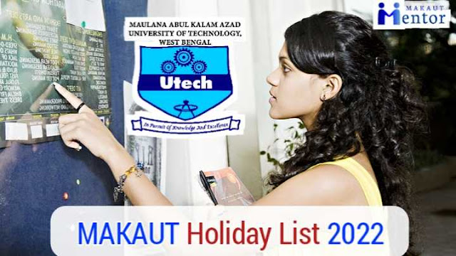 makaut University holiday list 2022 for students pdf download