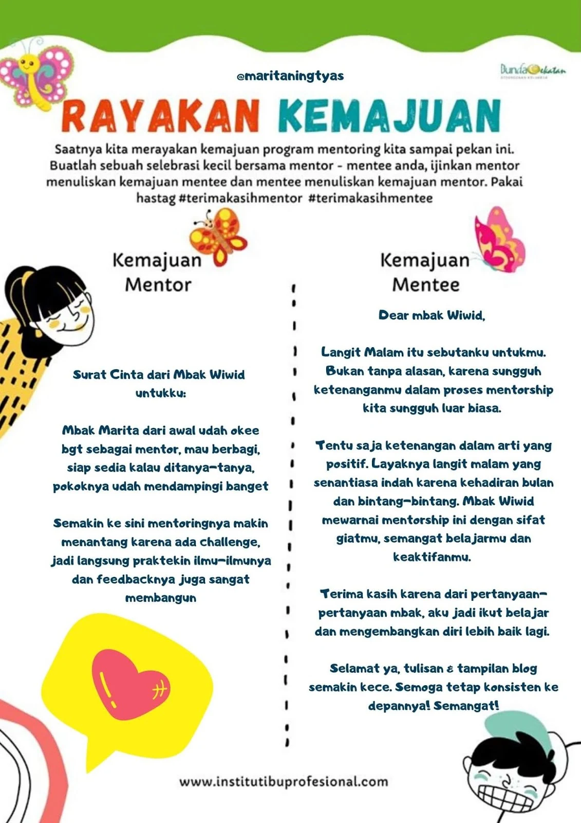 surat cinta mentee dari mbak Wiwit