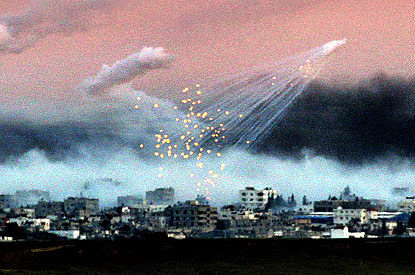 Image result for phosphorus bombs over gaza images