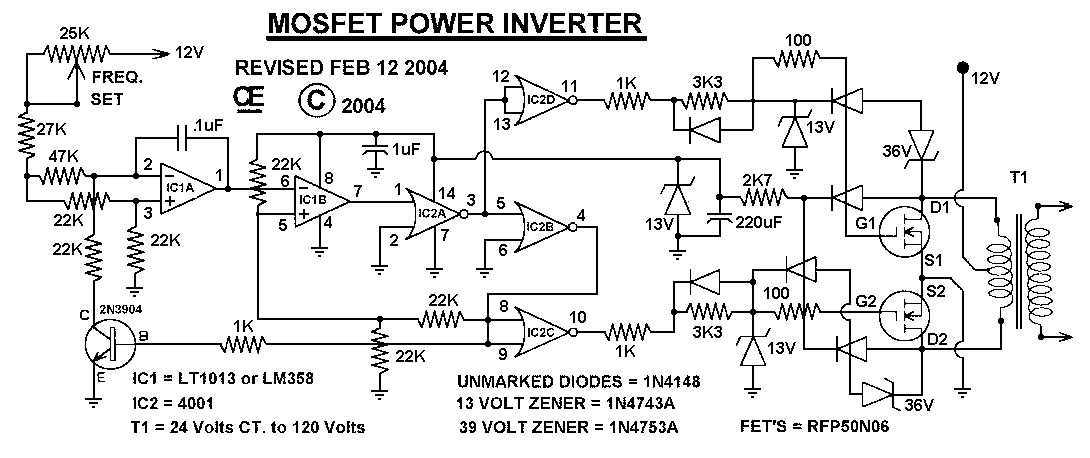 Power Inverter Circuit Schematic Diagrams