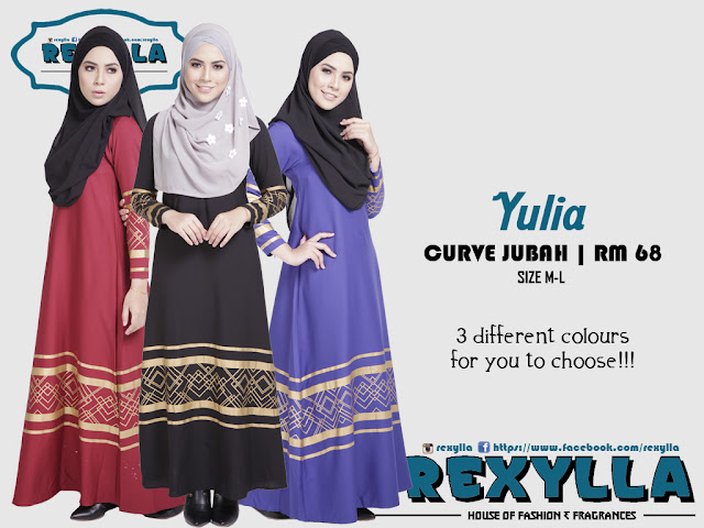 rexylla, gold curve, curve jubah, yulia collection