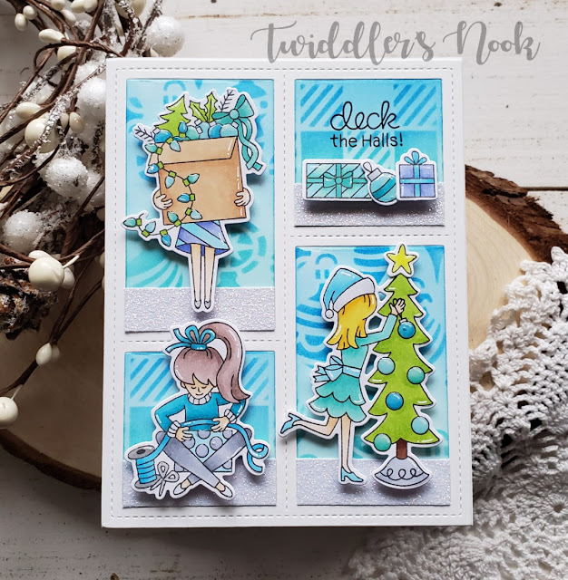 Deck the Halls Card by November Guest Designer Amanda Wilcox | Christmas Trimmings Stamp Set,  Gingham Stencil, and Ornaments Stencil by Newton's Nook Designs  #newtonsnook #handmade
