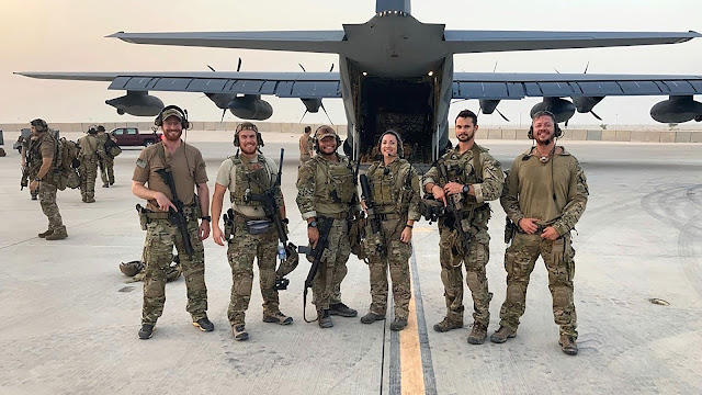 The 23rd Expeditionary Special Tactics Squadron included, left to right: Maj. Harris Kashtan, Maj. Samuel Bergin, Staff Sgt. Damien Quichocho, Capt. Anne Vayda, Master Sgt. Christopher Thoryk, and Maj. Evan Richards. (Photo courtesy of Maj. Harris Kashtan)