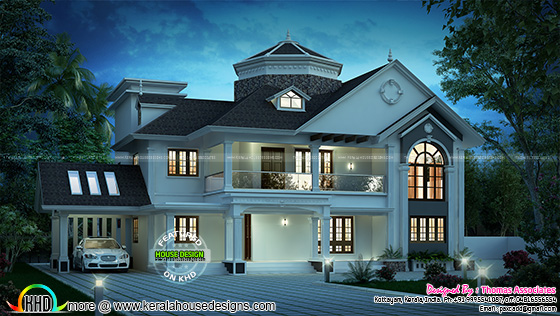 Grand style sloping roof house with cost
