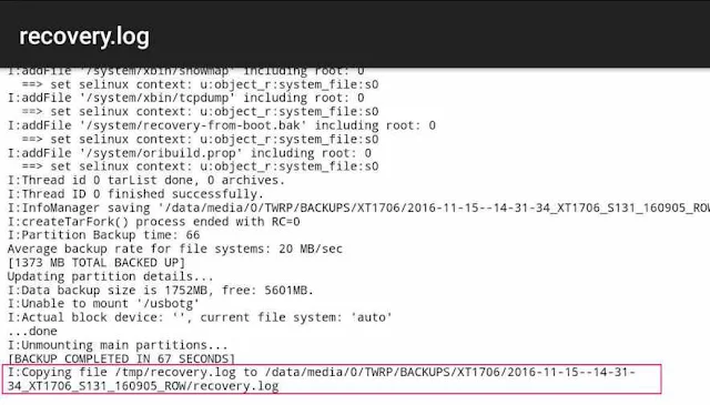 Recovery Log TWRP