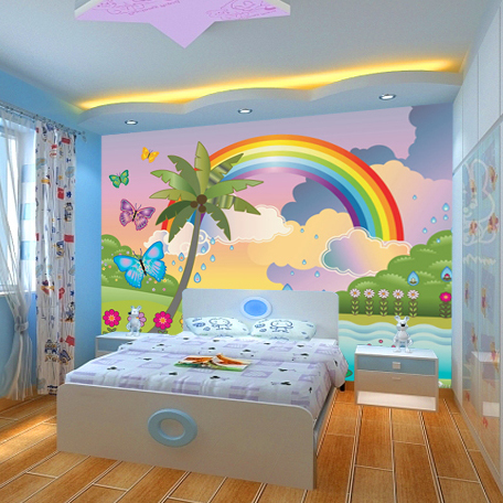 Rainbow wall mural New Large murals cartoon rainbow murals for walls children kids room murals bedrooms cartoon