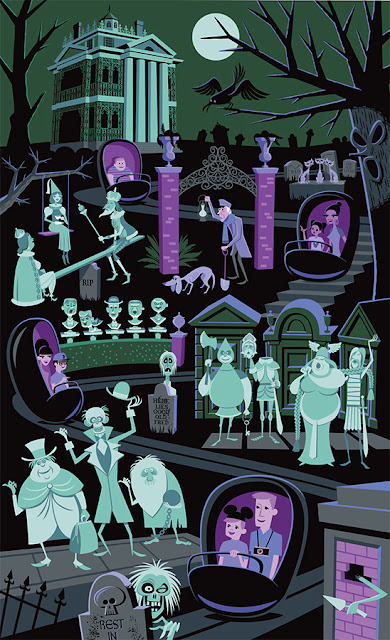 Designer Con 2022 Exclusive Disney’s The Haunted Mansion “999 Happy Haunts” Screen Print by Shag