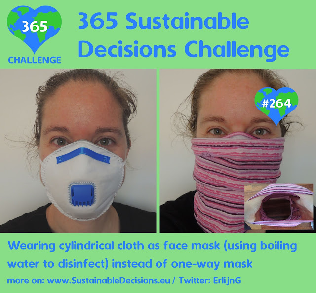 Wearing cylindrical cloth as face mask (using boiling water to disinfect) instead of one-way mask sustainable living climate action sustainability covid-19 Corona