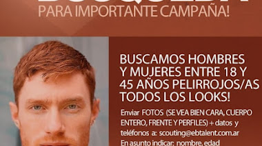 CASTING ARGENTINA: Se buscan HOMBRES y MUJERES PELIRROJOS/AS para importante campaña