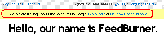 FeedBurner Google'a taşınıyor
