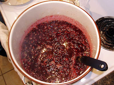 Here we are cooking the grapes to release the juice.