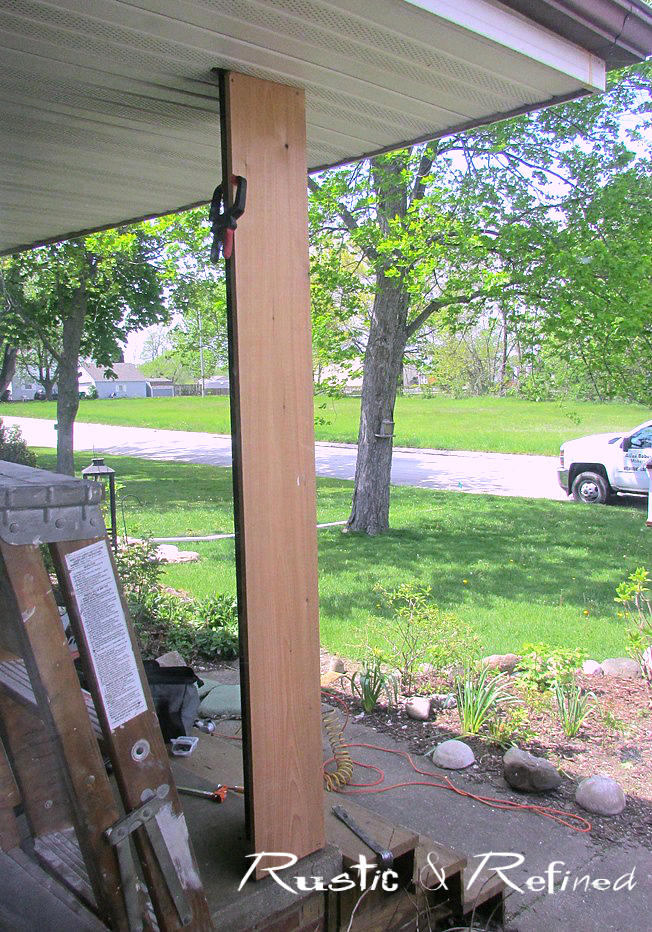 Adding cedar porch column
