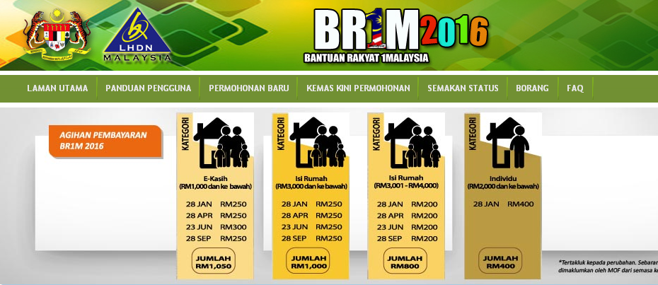 KEMASKINI BRIM 2016 SECARA ONLINE MULAI 5 DISEMBER