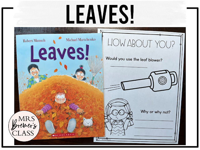 Leaves book activities unit with printables, literacy companion activities, reading worksheets, and a craft for fall in Kindergarten and First Grade