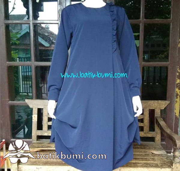 Tunik Crepe Model Balon Warna Biru