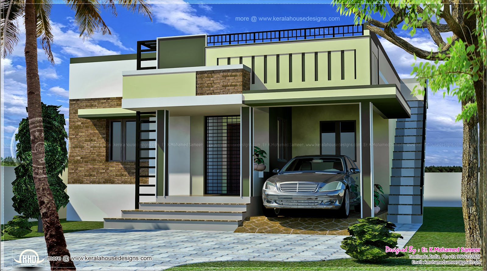 110 square meter small single floor home - Kerala home 