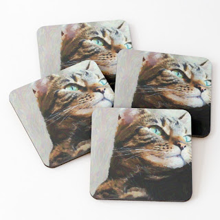 tabby cat art coasters