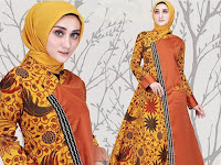 Gamis Batik Kombinasi Polos Modern 2018