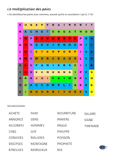 MOTS CACHÉS : LA MULTIPLICATION DES PAINS selon Jean 6, 1-15