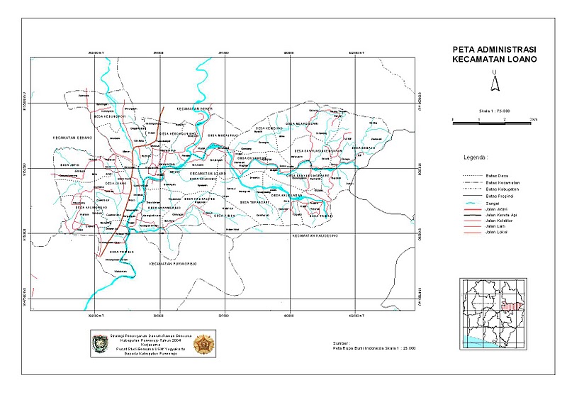 Peta Kecamatan Loano, kabupaten Purworejo. Untuk high resolusi klik 