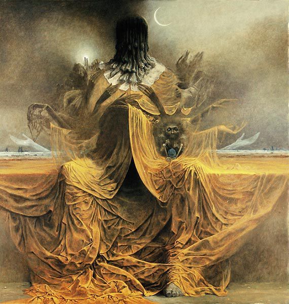 Zdzislaw Beksinski pinturas pesadelos sombrios surreais pós-apocalípticos góticos