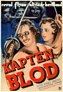 KAPTEN BLOOD. Cartel: 70 x 100 cms. Suecia. Artista: Gösta Åberg. Imprenta: J. Olséns Litografiska Anstalt, Estocolmo. EL CAPITÁN BLOOD. Captain Blood. 1935. Estados Unidos. Dirección: Michael Curtiz. Reparto: Errol Flynn, Olivia de Havilland, Lionel Atwill, Basil Rathbone, Ross Alexander, Guy Kibbee, Henry Stephenson, Robert Barrat, Hobart Cavanaugh.